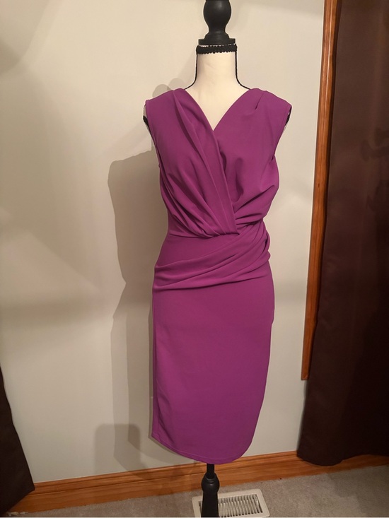 Lulus Dresses & Skirts - Lulu's Draped V-Neck Sheath Dress in Magenta